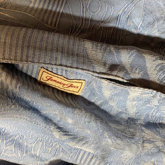 Jamaica Jaxx mens XL blue silk hawaiian tropical button down shirt vaca bahama - Picture 10 of 11